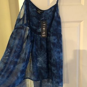 Light Blue and black transparent tank top